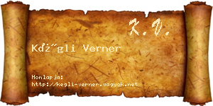 Kégli Verner névjegykártya